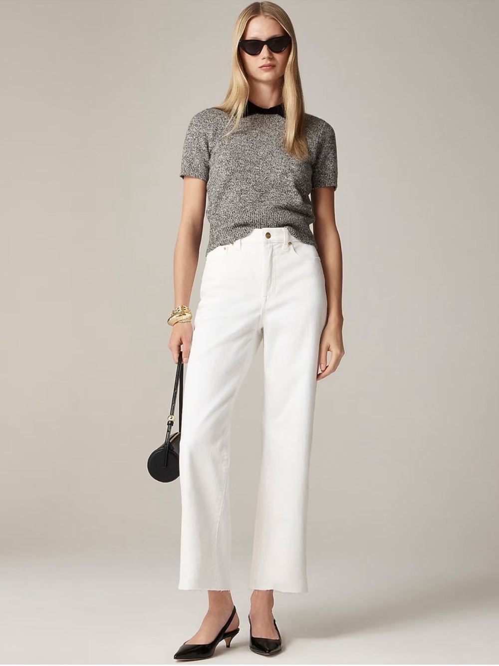 J. Crew Slim Wide Leg Raw Hem White Denim Jeans - Size 31